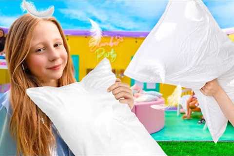 Nastya and Friends Fun Slumber Birthday Party and funny games for kids